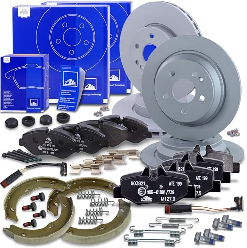 ATE Bremsenset inkl. Bremsscheiben vorne + hinten und Bremsbeläge vorne + | Kompatibel mit: MERCEDES-BENZ VIANO, VITO / MIXTO Kasten, VITO Bus