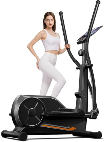 LONTEK Crosstrainer für Zuhause, Leiser Magnetischer Ellipsentrainer im Stehen, 8 Widerstandsstufen, 30 cm Schrittlänge Elliptical Trainer， LCD-Display, Tablet-Halter, 149 kg