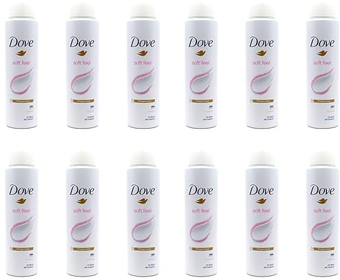 12x Dove Anti-Transpirant Deo-Spray Soft Feel Puderduft, 0% Alkohol Deodorant schützt 48h vor Körpergeruch und Achselnässe,150 ml (12er Pack)