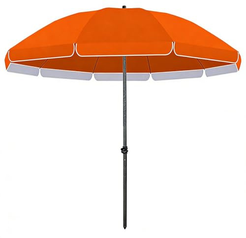 Genérico Sombrilla de playa portátil naranja de 240 cm, protección solar UPF 50+, sombrilla de jardín para exteriores resistente al viento con toldo redondo de poliéster