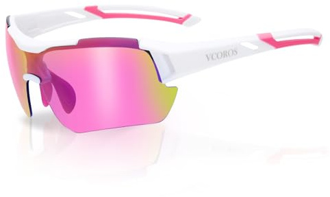 VCOROS Fahrradbrille Herren Damen JN007 Sportbrille für Rad | Schnelle Brille Winddicht UV Schutz TR90 Rahmen Polarisiert Sonnenbrille Rennrad Brille Herren für Radfahren Laufen Angeln