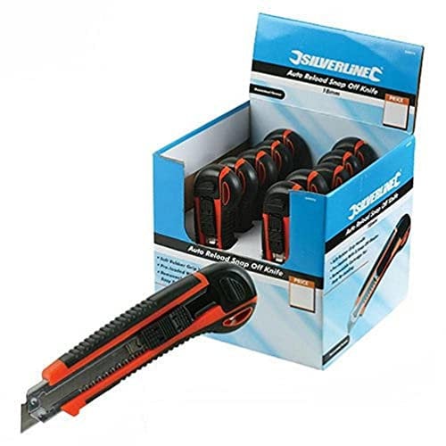 Silverline 18mm Auto Reload Snap-Off Knife Display Box 10pce (633575)