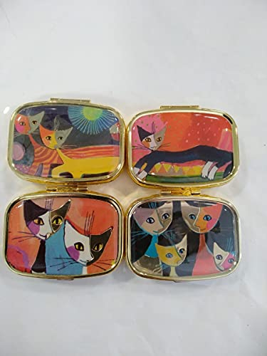 EIN Fridolin Pillendöschen, Rosina Wachtmeister, Motiv: 4 Katzen, aus Metall, bunt, 5.1x3.6x1.8 cm