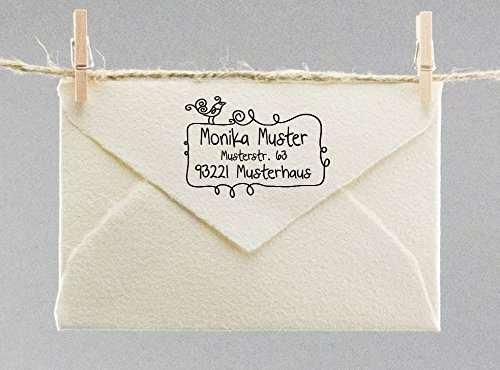 Webermann personalisierbarer Holz Stempel mit Namen & Adresse - 35 x 50 x 80 mm Adressstempel individualisierbar - Stempel für Grußkarten, Hochzeit, Firmung, Taufe