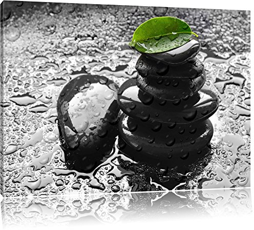 Tour de Pierre Zen sous la Pluie Photo sur Toile |Taille: 120x80 cm| Peinture Murale | Art Print | prêt Couvert