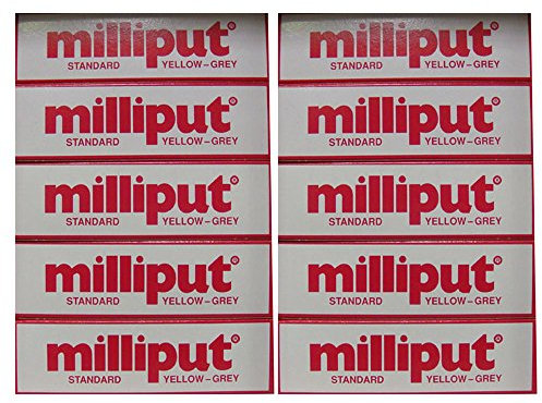 Milliput Lot de 10 mastic époxy standard Jaune/gris 113,4 g