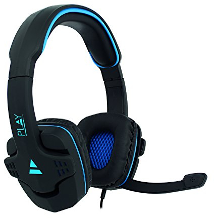 Ewent-Play PL3320|Gaming Headset mit Stereo Surround Mikrofon|3.5 mm Klinkenadapter|1.5 M langes Kabel|Gaming Headset für PS4-PS5/Xbox One-Xbox X/Switch/PC/Mac/Laptop/Tablet/iPhone/iPad - Schwarz,Blau