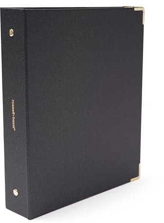 russell+hazel Bookcloth Mini 3 -Ring Binder, Onyx, 8”x 9” (28793)