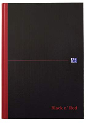 Oxford 400047607 gebundenes Buch Black n Red 5er Pack A4 kariert mit Hardcover und Lesezeichenband 96 Blatt schwarz rot