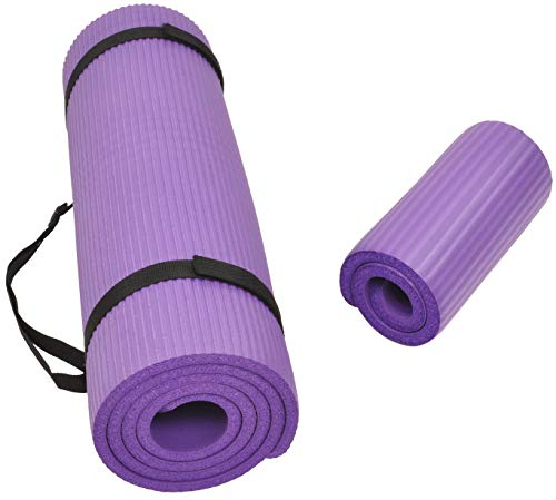 BalanceFrom GoYoga+ Allzweck 1/2-zoll Hohe Dichte Extra Dick Anti-Tränen-Übung Yogamatte und Knieschoner mit Trageriemen, Violett