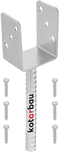 KOTARBAU® U Pfostenträger zum einbetonieren 81 mm Alle Größen Lichte Breite 51mm-161mm Riffelstahl Betonanker für Holzpfosten Feuerverzinkt Steindolle Fest Bodenhülse Stahl Anker