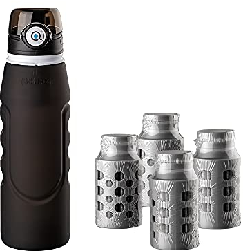 WatPass® | Outdoor- & Krisenfilter | 1,0 l Fassungsvermögen | für 260 L Wasser | Filterkartusche wechselbar | blackflex mit 4 Ersatzfilter | filtert Bakterien, Viren, Mikroplastik und Chemikalien