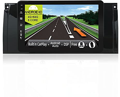 JOYX Android 10 Autoradio Passt für BMW M5/E39/E53 - [4G+64G] -【Eingebaut DSP/Carplay/Android Auto/GPS】- LED Kamera MIC KOSTENLOS - IPS 8 Zoll - 2 Din -Unterstützung DAB Lenkradsteuerung 4G WiFi BT5.0