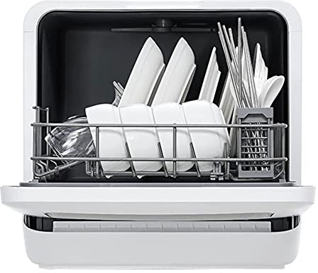 Lavavajillas de sobremesa, doméstico, sin secado, de alta temperatura, automático, inteligente, Mini lavavajillas de sobremesa, Blanco