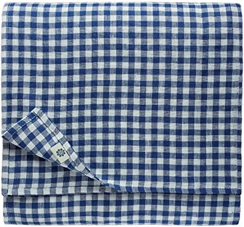 Linen & Cotton Tischdecke Estella - 100% Leinen, Weiß Weiss Blau 140 x 350