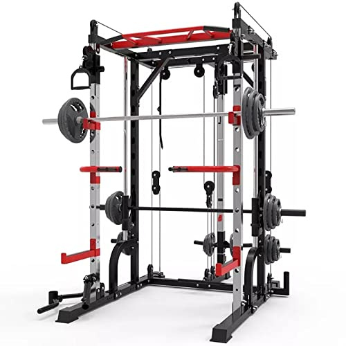 Smith Machine Cage System Home Gym Multifunction Rack, Total Body Workout Training System