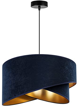 Light-Home Milan Elegant Hängelampe - Modern Deckenlampe für Wohnzimmer Schlafzimmer und Esszimmer - Designer Pendelleuchte aus Metall mit Lampenschirm aus Velours - Grant und Gold
