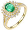 Homxi Verlobung Ring Damen,Weißgoldring Damen 18K Blume mit 0.65ct Smaragd Ringe Verlobung Gold Grün Gr 49 (15.6)