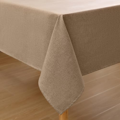 Homaxy Leinenoptik Tischdecke Abwaschbar Lotuseffekt Eckig 80x80cm Hellbraun