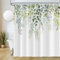 Uiiooazy Rideau Douche Anti Moisissure, Rideau de Douche 240x180cm Feuilles Vert Eucalyptus Bleu Rose Rideaux de Baignoire Tissu Lavable Imperméable Polyester Rideaux Salle de Bain avec 12 Crochets