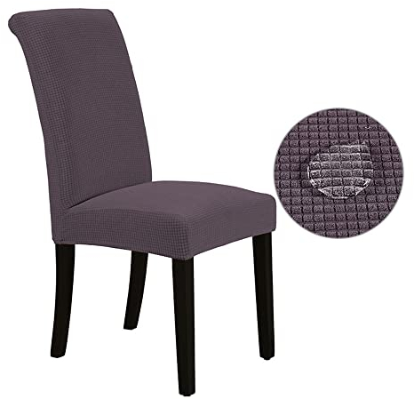 Odot Wasserdicht Stuhlhussen Esstisch Mit 6 Stühlen Set, Stretch Stuhlhussen Hussen Abnehmbarer Waschbarer Stuhlbezug Sesselbezug für Hotel,Bankett,Restaurant,Haus (6er Set,grau lila)