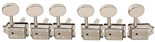 Wilkinson Deluxe WJ55 Vintage 6-in-Line Split Post Gitarre Tuners Mechaniken Machine Heads Tuning Pegs Stimmwirbel für Classic Vibe Fender Strat/Tele Style E-Gitarre, Nickel