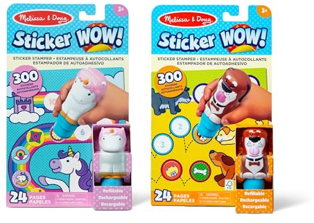 Melissa & Doug Sticker Wow Hunde- und Einhorn-Paket: 2 Aktivitätsblöcke, 2 Sticker-Stempel, 600 Sticker