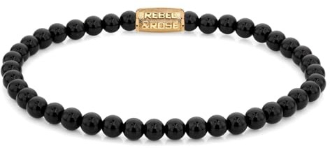 Rebel & Rose Damen-Armband Black Velvet Gold 4 mm RR-40108-G-S
