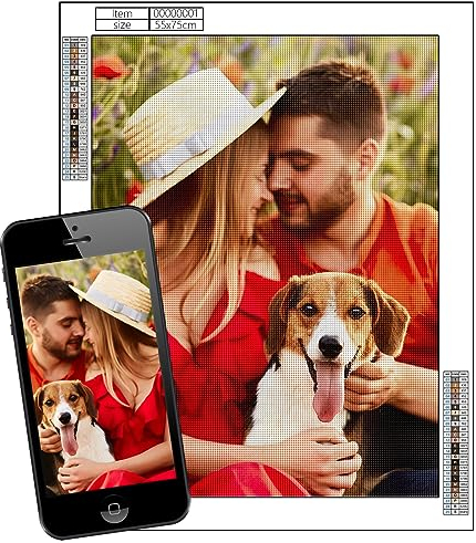 Souarts Diamond Painting Eigenes Foto, 5D Diamant Painting Bilder Selbst Gestalten, Personalisierte Diamant Malerei Erwachsene Kinder Geschenk Home Decor 50x70cm