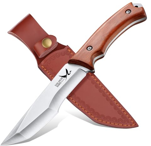Golden Bird Outdoor Coltello di sopravvivenza Full Tang 14,5 cm Coltello da caccia a lama fissa con fodero Coltello da boscaglia affilato per il campeggio - Serie Beast Rhino