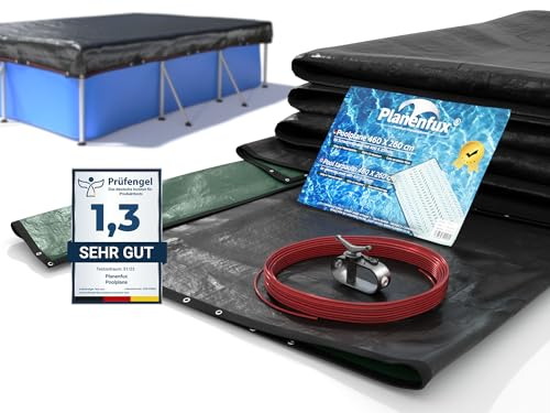 Planenfux® Cobertor de Invierno Rectangular para Piscinas de 400-200 cm | 2-en-1 de Material PE de 200g/m² | UV-Resistente | Lona Solar Invierno/Verano Lona de Piscina Redonda Rectangular 460x260 cm