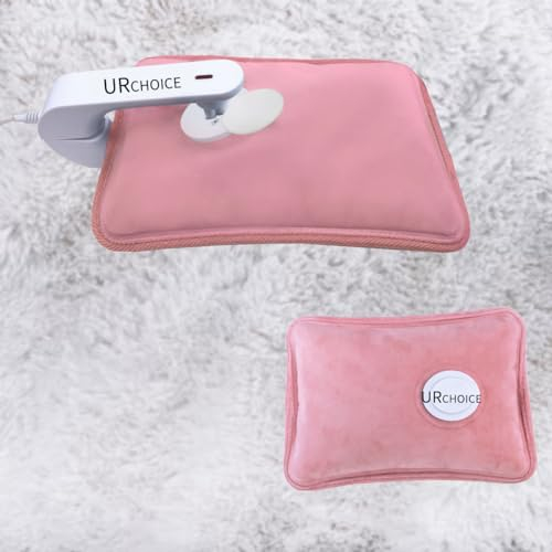 URCHOICE Rechargeable Electric Hot Water Bottle | Cozy Hand Warmer & U-Neck Heat Pad | Soft & Cosy, Fast Heating - Ideal for Relaxation & Massage (Electric HOT Water Bottle Pink)