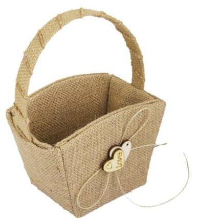 HOOTNEE hochzeitskerze vintage wedding regalkorb hohzeitdeko hochzeitsdekoration hochzeitdeko Sackleinen-Doppelherz-Blumenkorb rustikaler Leinenkorb Jahrgang Krawatte Braut Hölzern
