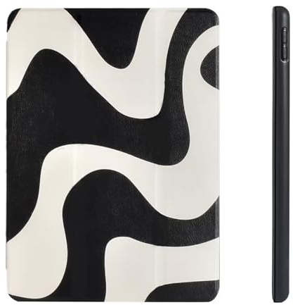 Fycyko Hülle Kompatibel mit iPad 9./8./7. Generation 2021/2020/2019 Hülle mit Stifthalter,Fashion Wave Simple Cute Zebra Stripes Muster Wellen für iPad 10,2 Zoll