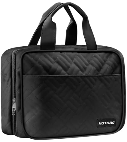 HOTBAG Kosmetiktasche, Große hängende Reise-Kulturtasche Damen, Wasserabweisende Makeup-Reisetaschen, Kulturbeutel für Reisegröße, Travel Essentials, Accessoires, Kulturtasche Zum Aufhängen (Schwarz)