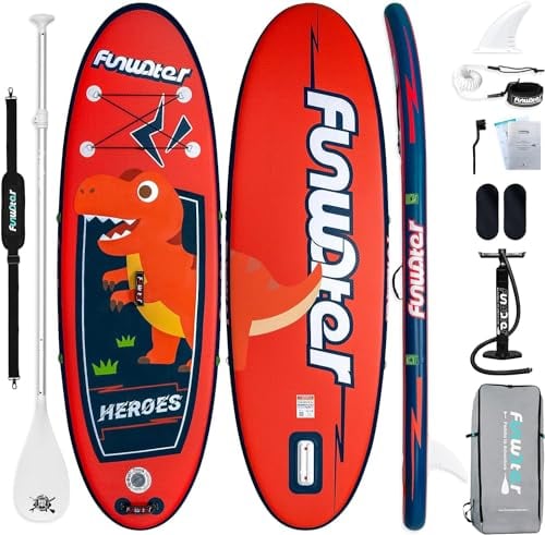 FunWater Sup Board Aufblasbare Stand Up Paddling Board (Kleinformat) Paddleboard mit Pumpe, Leine, Paddel, Rucksack für Kinder & Kleine Erwachsene
