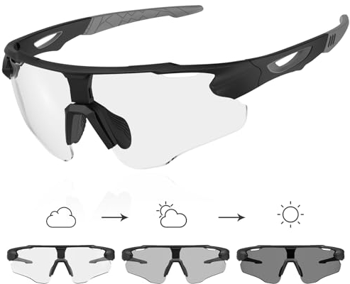 X-TIGER Fahrradbrille Selbsttönende Sonnenbrille Herren Damen Photochromatisch Sportbrille TR90 Rahmen für Mtb Radfahren Laufen