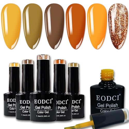 Eodci UV Nagellack,6 Farben Herbst Winter Rotbraun Kaffee Braun Gel Nagellack Gelnägel Soak-Off UV Nail Polish für Nail Art Nageldesign Maniküre