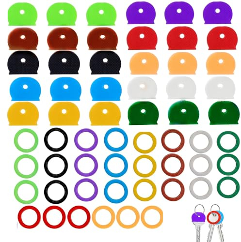 Bkrdty Llave Cap Set 60 Piezas Flexible Llave Cover 2 Estilos 10 Colores Llaves Colorida para Organización de Llaves