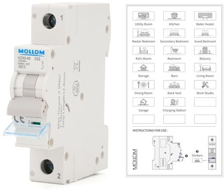 MOLLOM AC 1P 110-240V 32A C32 Interruttore magnetotermico mini