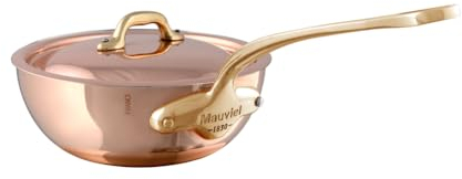 Mauviel M'Heritage 150 B Kupfer-Kochpfanne mit Deckel und Messinggriff, 2,1 l