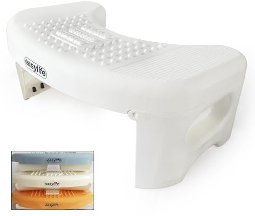 Taburete de Baño WC, Empresa Nacional, taburete Plegable, Anti Deslizante, Elevador reposapies de WC, Alivio Suave y Rápido, Taburete Fisioloógico anti Hemorroides y estreñimiento. (Blanco)