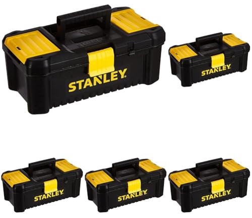 Stanley STST1-75514 Essential 12.5 Toolbox with Plastic Latches, Black/Yellow (Pack of 5)