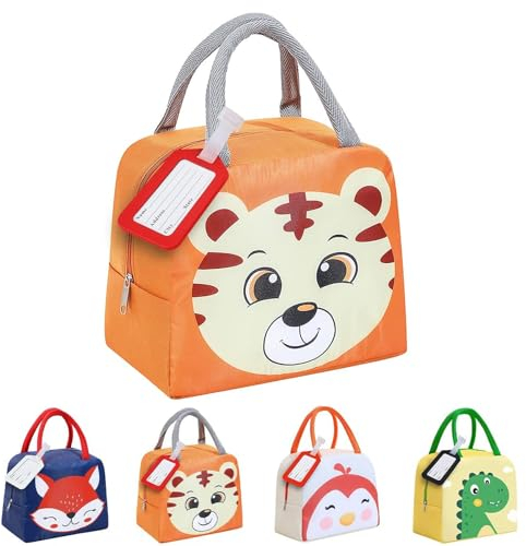 CIYIN Bolsa Nevera Pequeña, 5L Nevera Niños, Bolsa Termica Porta Alimentos Infantil, Bolsa Almuerzo Niño, Bolsa Isotermica Infantil, Lonchera Termica Infantil, Nevera Comida Bebe (Tigre)