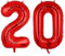 Geburtstag zahlen Luftballon 20 jahre-Rot XXL Jumbo Folienballon 40 Zoll – 101 cm Luftballons 20 Geburtstag Junge Mädchen Babyparty Geburtstagsdeko Jubiläumsparty Dekoration