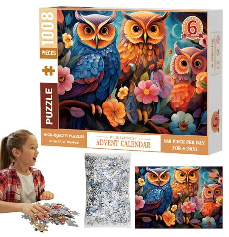 Adventskalender-Puzzle,Puzzle-Adventskalender - Countdown-Adventskalender 1008 Teile Feiertagspuzzle - Lustige Countdown-Kalender-Puzzles für 2024 für verliebte Familien