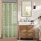 TUDECO Rideau de douche vertical pour salle de bain, style shabby chic, transparent, motif floral vert avec cantonnière attachée, bords festonnés, trous renforcés, 91,4 x 183 cm, vert sauge