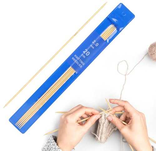 Coopay 5 Stück Bambus Nadelspiel 2,0 mm Stricknadeln Set, 20 cm Länge Stricknadeln für Socken, Schals, Mützen, Haustier, Pullover, Socken stricken für anfänger, Sockennadeln 2,0 mm