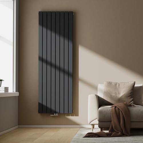 EMKE Radiateur Vertical, 1800x620 mm, Radiateur Plat Avec Design À Raccordement Central, Radiateur À Panneaux Double Couche Mural, Anthracite, 2227 Watts