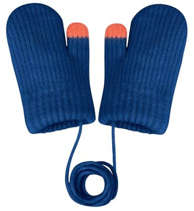 Becellen Moufles Bebe, Chauds Anti-Perdu Gants Enfant Hiver Doublure Polaire Moufles Adorable Tricotées Mignon Moufle avec Cordon pour 0-3 Ans Filles Garçons
